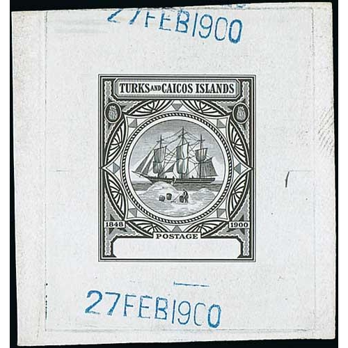 1863 - 1900 Large format Badge of the Islands Master Die Proof in black, die sunk on white glazed card, twi... 