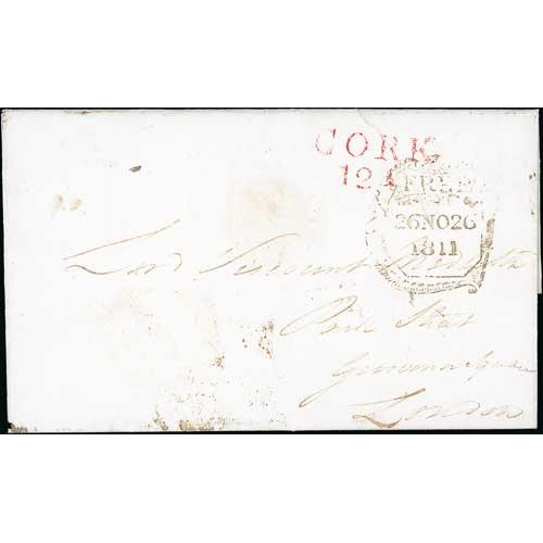 187 - 1811 (Nov 25) Entire letter from Cork to Lord Viscount Midleton in London, 