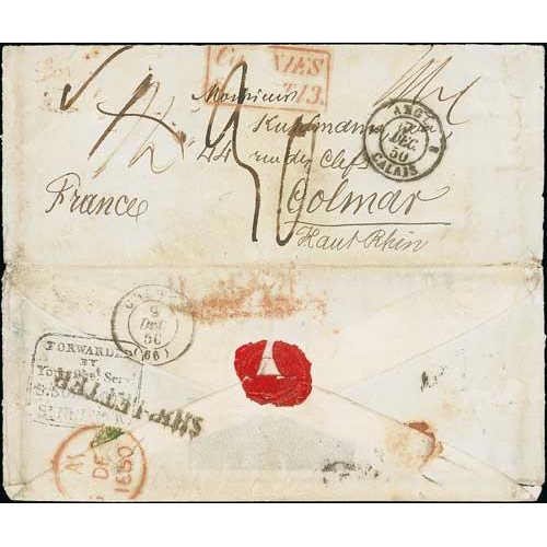 1910 - St Helena. 1850 Stampless cover from Chancellor Emile Kuhlmann of the French Consulate at Zanzibar t... 