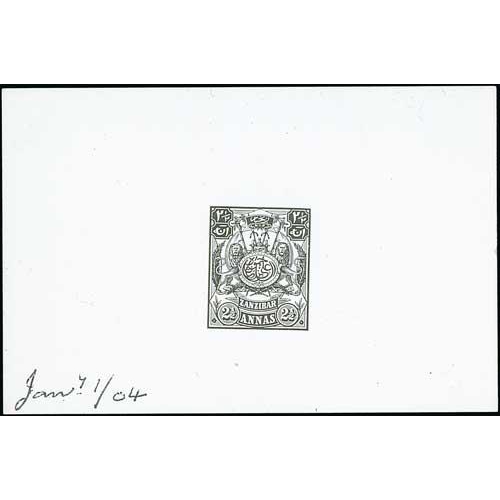 1936 - 1904 2½a Die Proof in black on white glazed card, dated 