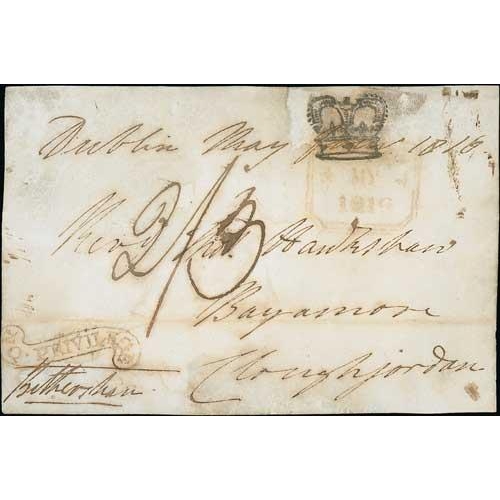 214 - 1816 (May 4) Front from Dublin to Cloughjordan, a black inspectors crown applied over a Free datesta... 