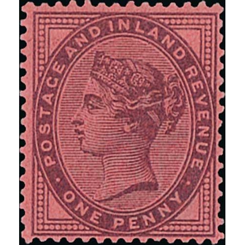 24 - 1881 1d Die II, Perf 14 colour trial in purple on pink paper, superb mint, scarce. S.G. £3,000.... 