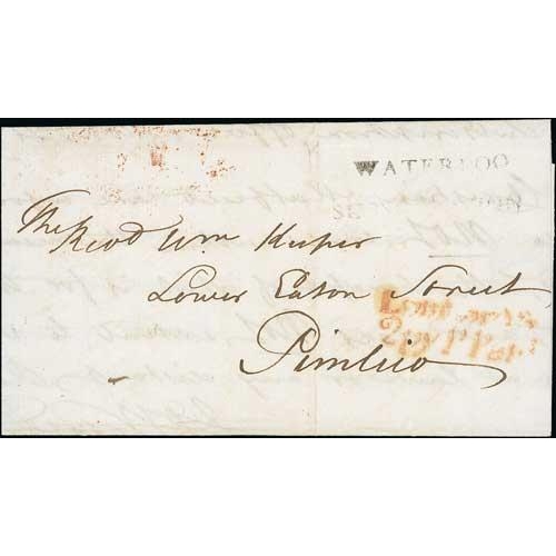 242 - Waterloo Subscription. 1816 (Sep 21) Entire letter from the Waterloo Subscription Office posted with... 