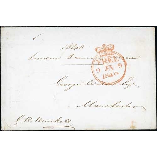 276 - 1840 (Jan 8/9) Envelope (with enclosed letter) posted from London to Manchester on the final day of ... 