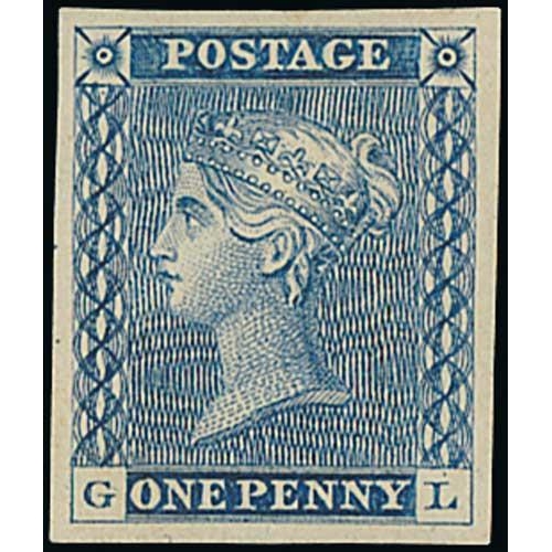 44 - 1d Dummy stamp in blue on wove paper, GL in the lower corner, imperforate, attributed to Carmichael ... 