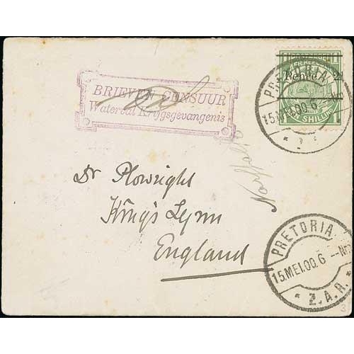 542 - 1900 (May 15) Cover from the P.O.W Camp at Waterval, franked 1893 2½d on 1/-, violet boxed 