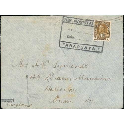 560 - Araguaya. 1917-19 Cover and postcards of the ship (2) all posted from Halifax, Nova Scotia, the cove... 