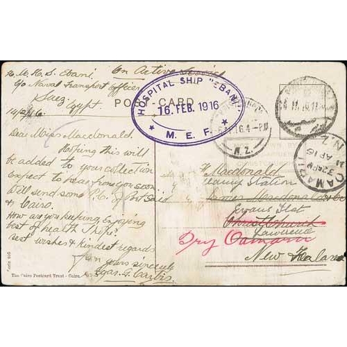 568 - Ebani. 1916-17 Stampless O.A.S covers (2) and a postcard, the covers with London Received From H.M S... 