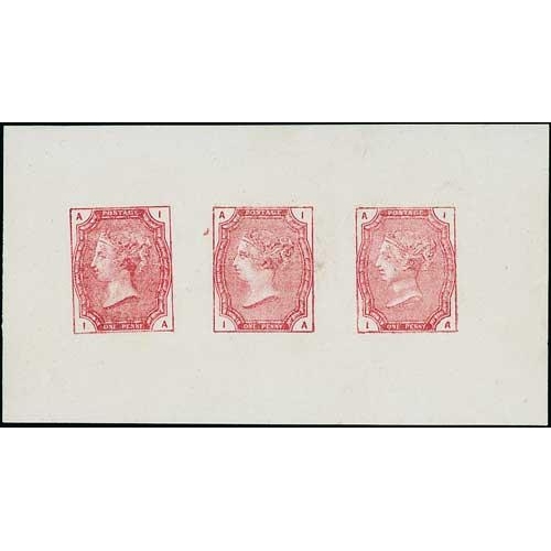 62 - McCorquodale & Co. First type dummy stamp by W.H Hooper, plate I consisting of three stamps with 7-8... 