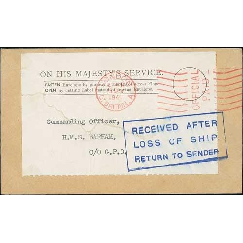 629 - Royal Navy - Ships Sunk. 1941 O.H.M.S Covers from London, a cover of April 24th to the C.O of H.M.S ... 