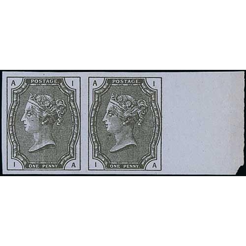 63 - McCorquodale & Co. Imperforate first type dummy stamp from plate II (120 stamps) printed in black (1... 