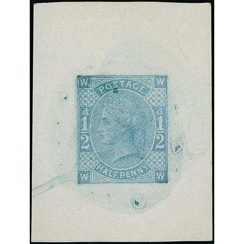 79 - 1½d Chestnut frame G, ½d green and ½d pale chestnut both frame I, die proofs on wove ... 