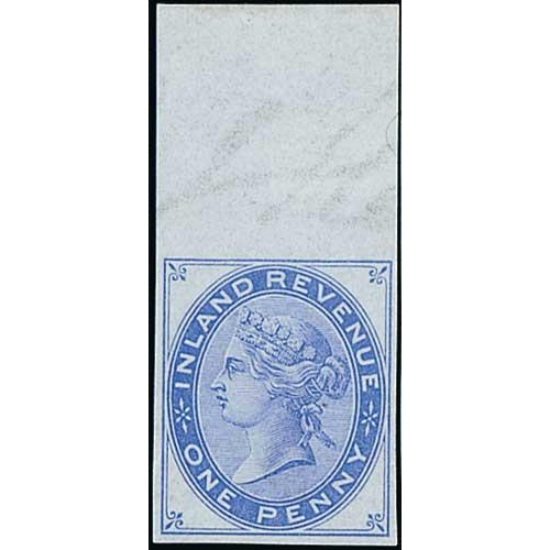 91 - Inland Revenue 1d, imperforate proofs on gummed Anchor watermarked paper, upper marginal pair in gre... 