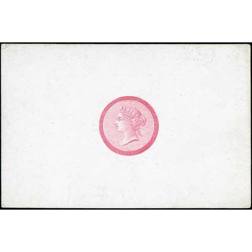 92 - Head die A by William Theed, Die Proof in carmine with circular lined background (for frame B) withi... 