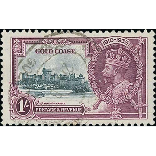 944 - 1935 Silver Jubilee 1d and 1/- with short extra flagstaff variety, 6d with extra flagstaff variety, ... 