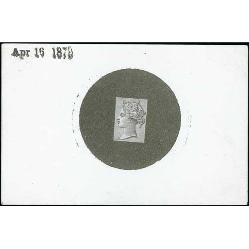 97 - Head die D (Empress head) by Joubert, Die Proof in black with rectangular lined background (for fram... 