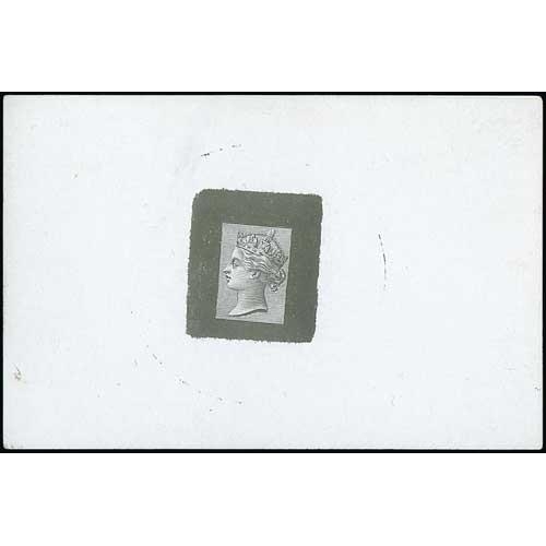 98 - Head die D (Empress head) by Joubert, Die Proof in black with rectangular lined background (for fram... 