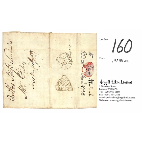 160 - 1788 (Apr 25) Entire letter from the naval yard at Woolwich ordering a piece of copper, posted withi... 