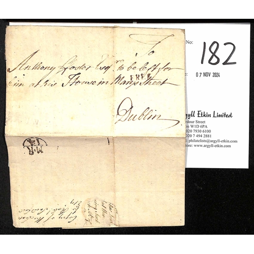 182 - c.1740 Handwritten copy of a 1739 indenture, addressed to Dublin, handstamped 