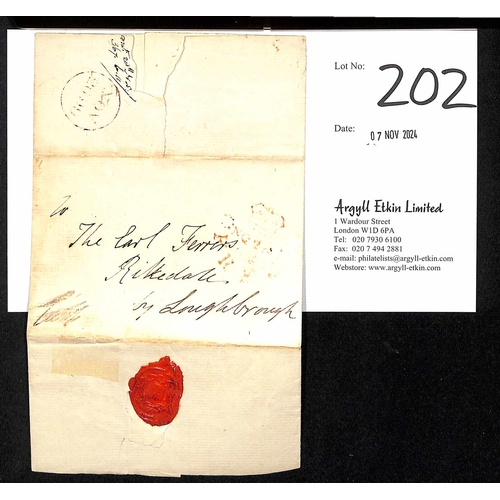 202 - 1799 (Nov 26) Entire to The Earl of Ferrers at Rikedale with scarce experimental unframed crown and ... 