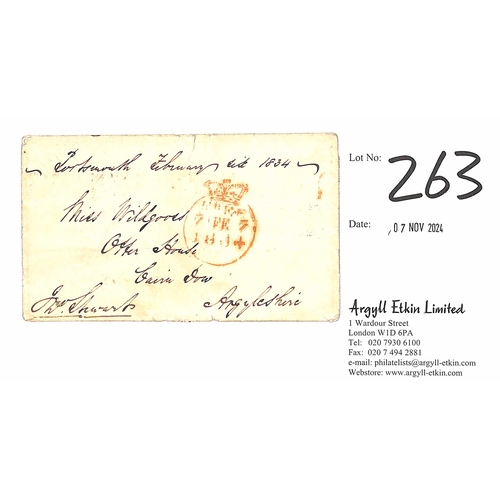 263 - Forwarding Agent - Portsmouth. 1834 (Feb 7) Free entire from Portsmouth to Scotland, reverse with bl... 