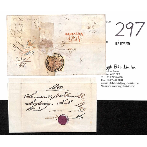 297 - 1850-52 Entires from Vienna to London, the first paid in cash, the second with an Austria 6kr stamp ... 