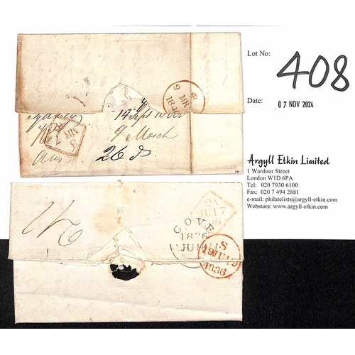 408 - Ship Letters. 1836-39 Entire letters to London, the 1836 letter from St. Johns Newfoundland with 