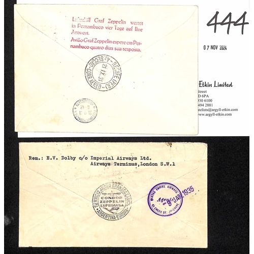 444 - Argentina/Brazil. 1931 (Sep 18) Cover from Friedrichshafen to Pernambuco franked 4m, carried on the ... 