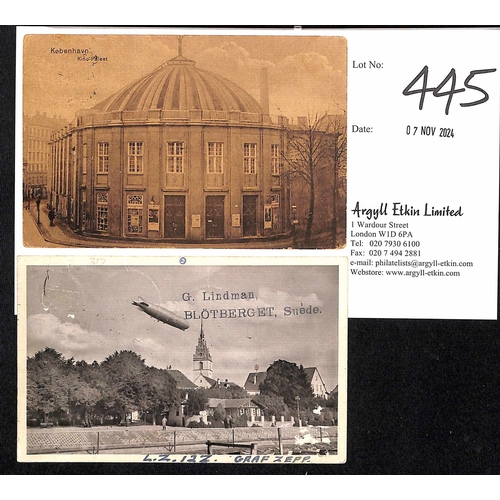 445 - Denmark. 1932 Postcards from Copenhagen both carried by special flight from Berlin to Friedrichshafe... 