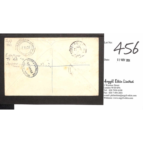 456 - Morocco Agencies. 1933 (May 25) Registered cover from the British P.O at Tangier to Rio de Janeiro f... 