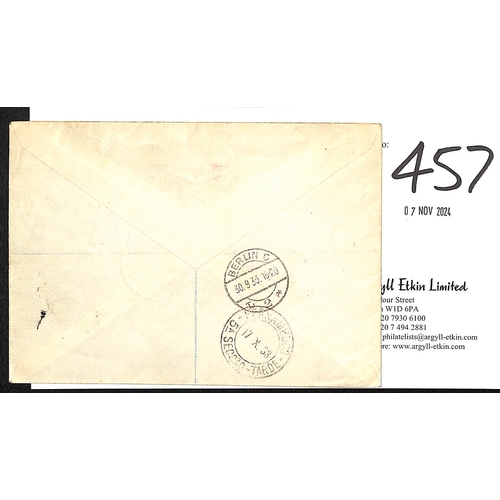 457 - Morocco Agencies. 1933 (Sep 19) Registered cover from the British P.O at Tangier to Pernambuco frank... 