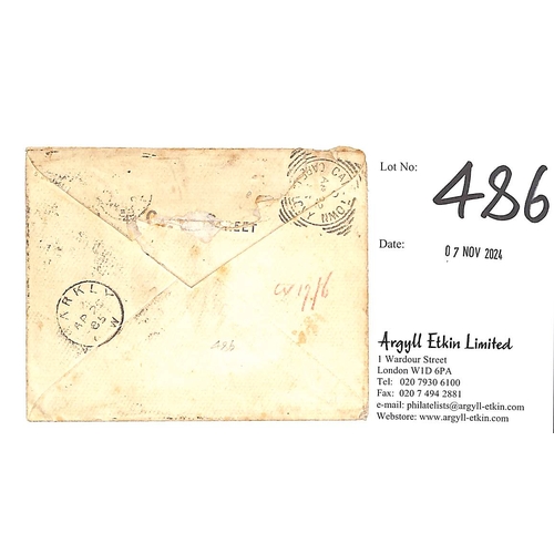 486 - 1885 (Apr 1) Cover from Edinburgh franked 6d, to 