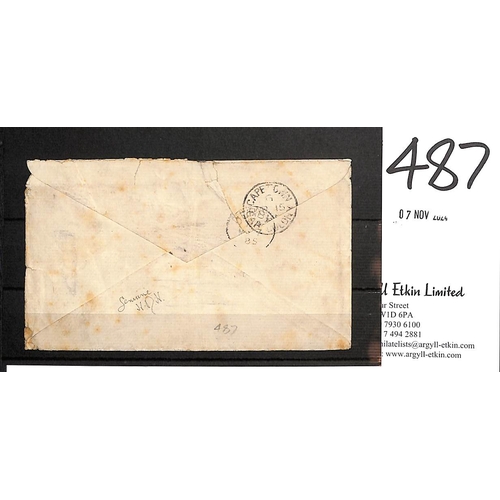 487 - 1885 (Apr 12) Cover to England sent at the 1d soldiers concession rate, headed 