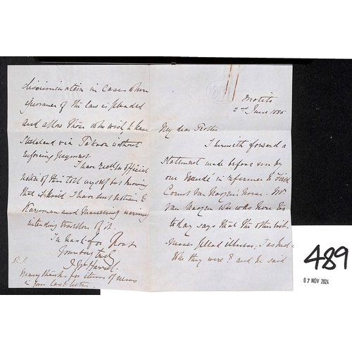 489 - 1885 (June 2) Stampless cover to 