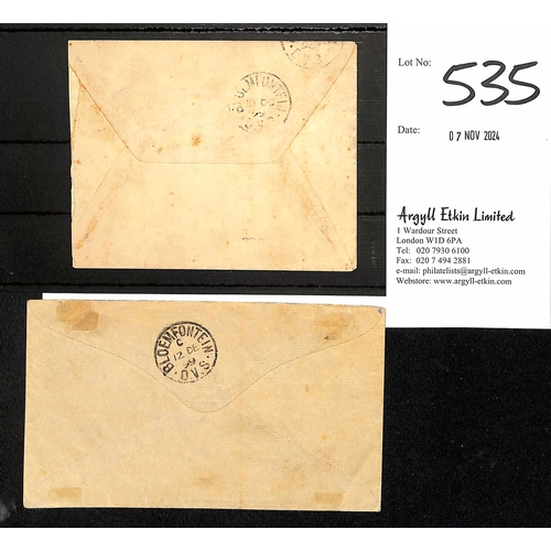 535 - 1899 (Oct 17) Stampless Velddienst cover from Boshof to Bloemfontein with scarce violet 