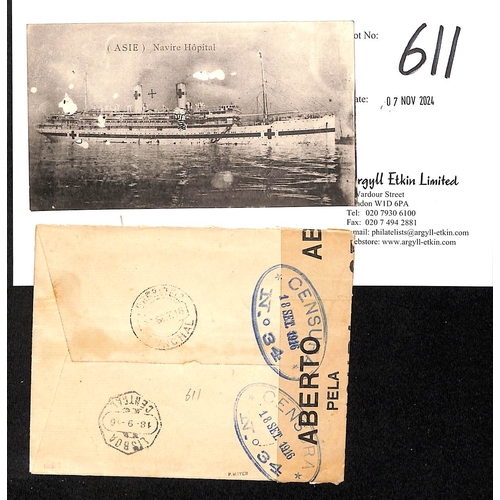 611 - Asie. 1916 Cover with return address of the British and Foreign Bible Society in Lagos, registered t... 