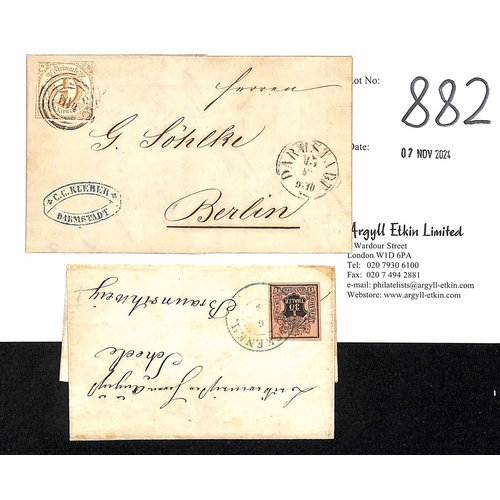 882 - c.1851-62 Entire letters bearing Hannover 1/30 thaler (S.G. 3) cancelled Bockenem c.d.s in blue, or ... 