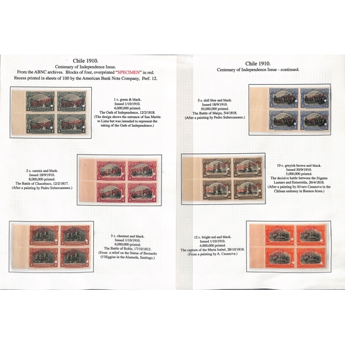 830 - 1910 Centenary of Independence issue, the fine study written up on fourteen pages including 5c and 1... 