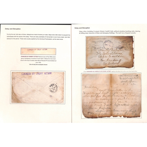 642 - 1943 Fire damaged cover (letter enclosed) from Cape Town (Apr. 11) to Berkshire handstamped violet 