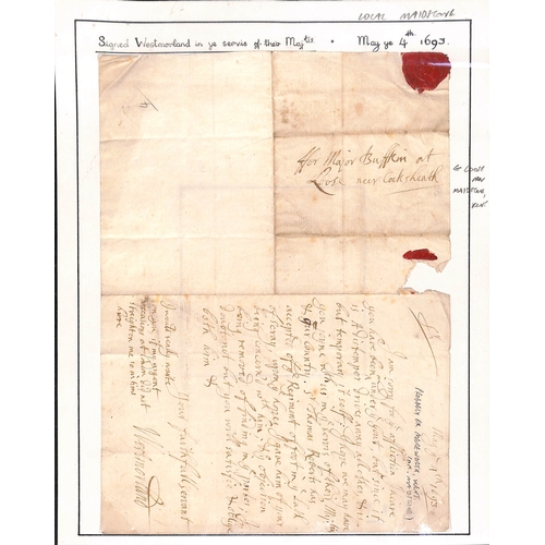 151 - 1693 (May 4) Entire letter from the Earl of Westmoreland addressed 