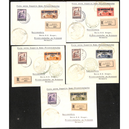 459 - San Marino. 1933 (May 23) Six registered covers from San Marino to Friedrichshafen carried on the It... 