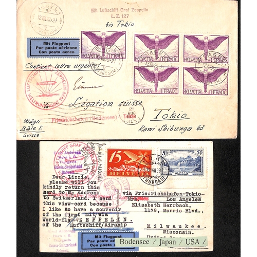 460 - Switzerland. 1929 (Aug 12) Picture postcard from Horn to USA franked 5.15f and a cover from Basel to... 