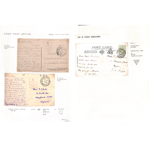 620 - 1903-20 Covers and cards, mainly World War One including 1917-19 postcards from F. Clarke R.A in Ita... 