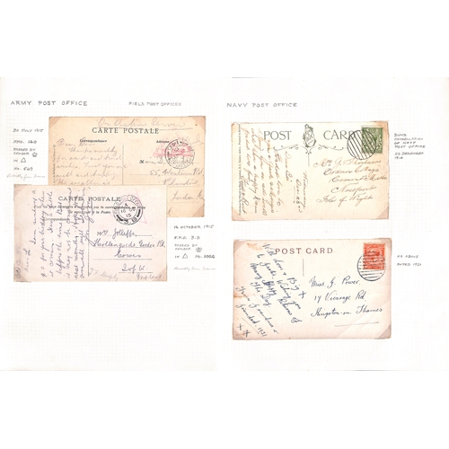 620 - 1903-20 Covers and cards, mainly World War One including 1917-19 postcards from F. Clarke R.A in Ita... 