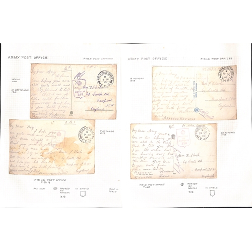 620 - 1903-20 Covers and cards, mainly World War One including 1917-19 postcards from F. Clarke R.A in Ita... 