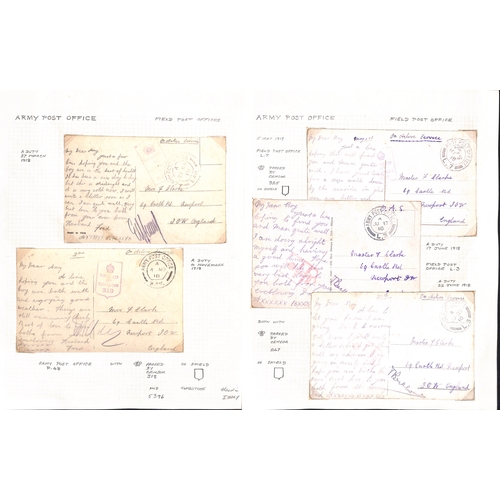 620 - 1903-20 Covers and cards, mainly World War One including 1917-19 postcards from F. Clarke R.A in Ita... 