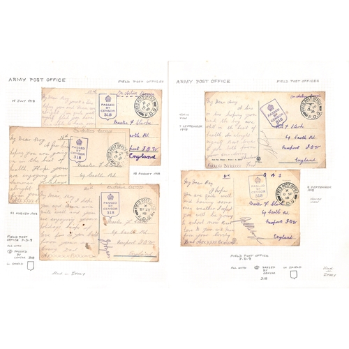 620 - 1903-20 Covers and cards, mainly World War One including 1917-19 postcards from F. Clarke R.A in Ita... 