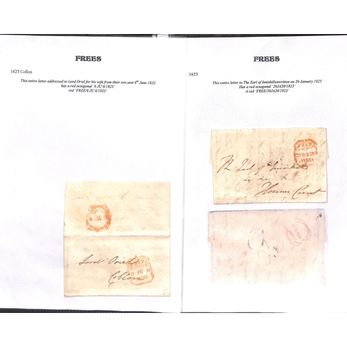 400 - Frees. 1790-1839 Entire letters and entires (24) and fronts (10), various Free datestamps including ... 