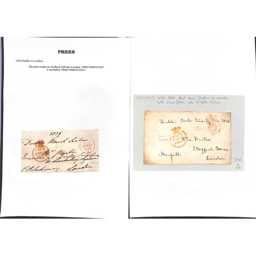 400 - Frees. 1790-1839 Entire letters and entires (24) and fronts (10), various Free datestamps including ... 