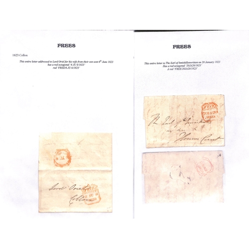 400 - Frees. 1790-1839 Entire letters and entires (24) and fronts (10), various Free datestamps including ... 